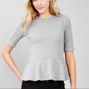 GAP Gray Peplum Jersey Top